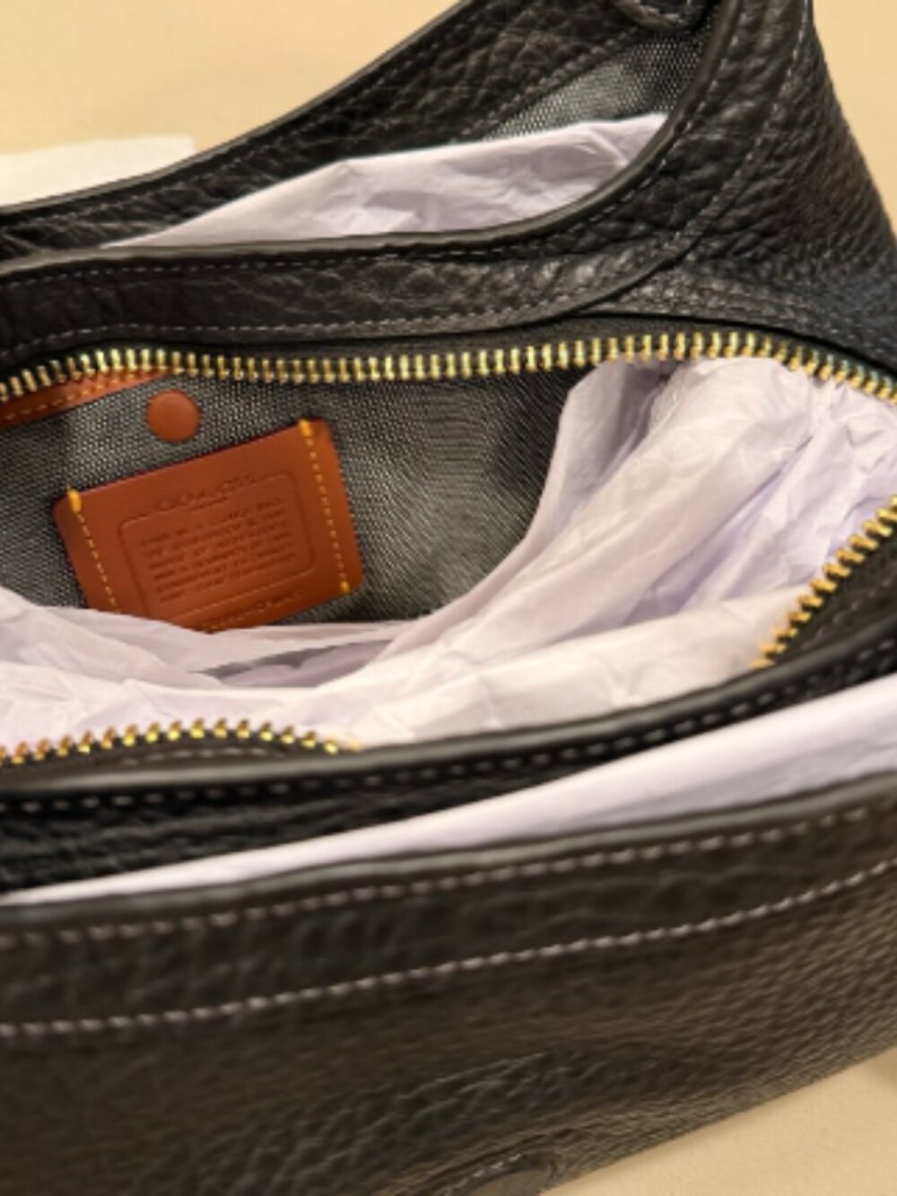 Coach Drifter Shoulder Bag 31 2026 in Brass/Black Textured Pebble Leather NWT - Picture 7 of 8